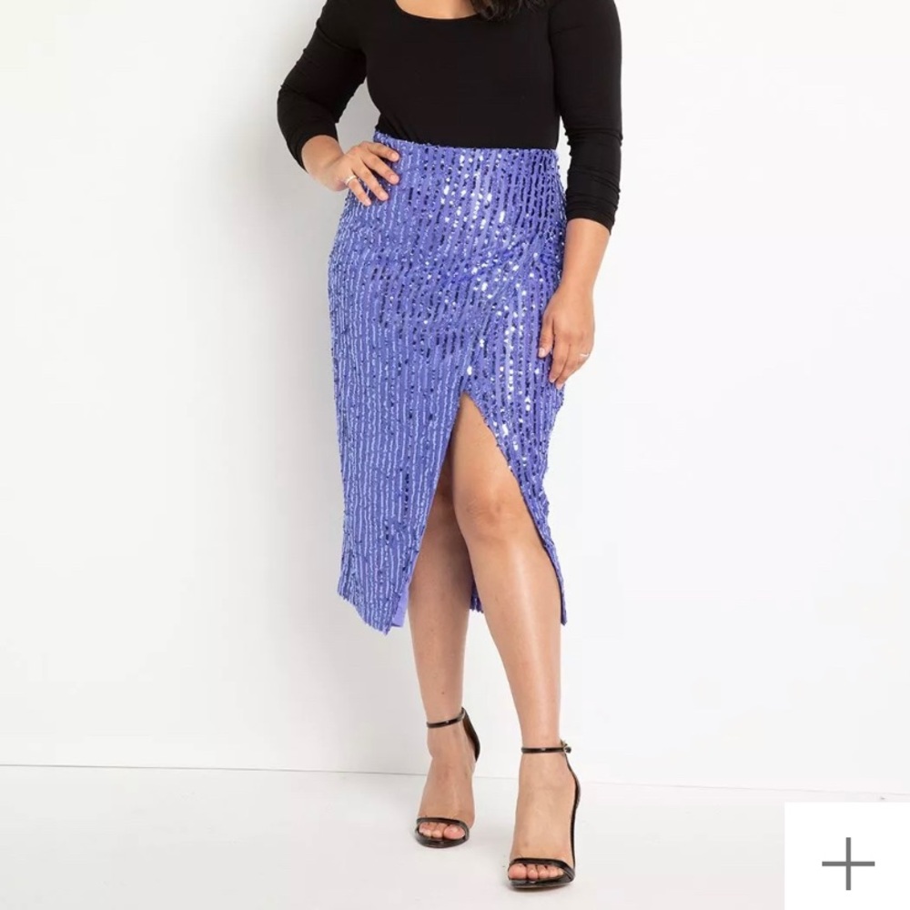 Periwinkle asymmetrical skirt by Eloquii.